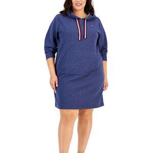 TOMMY HILFIGER Women's Plus Hooded Ribbed Sweatshirt Dress. Plus Size 1XL